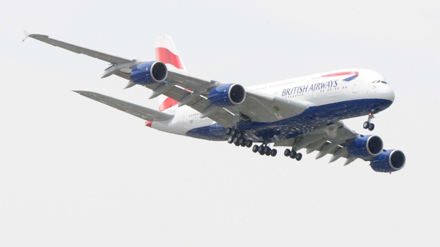 The Airbus A380 wearing the British Airways colors performs its flying display at Le Bourget airport, near Paris on June 19, 2013 during the 50th International Paris Air show. AFP PHOTO ERIC PIERMONT (Photo credit should read ERIC PIERMONT/AFP/Getty Images)