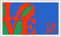 Robert Indiana's "Love" postage stamp, issued in 1973.