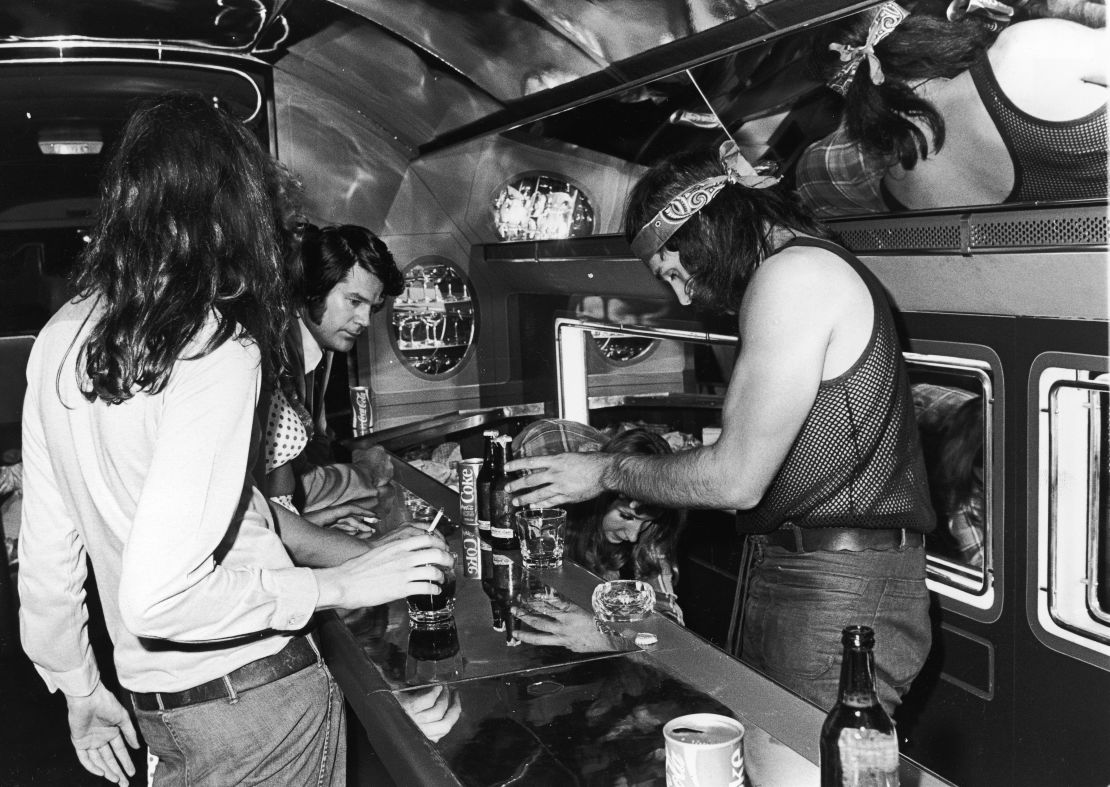 Or maybe you picture rock and roll in the style of Led Zeppelin, pictured on board their jet in 1973.