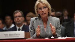 Education Secretary Betsy DeVos testifies before the Senate Appropriations Committee on Capitol Hill June 6, 2017 in Washington, DC.