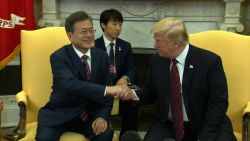 President Trump and President Moon participate in a working lunch/TAPE SPRAY