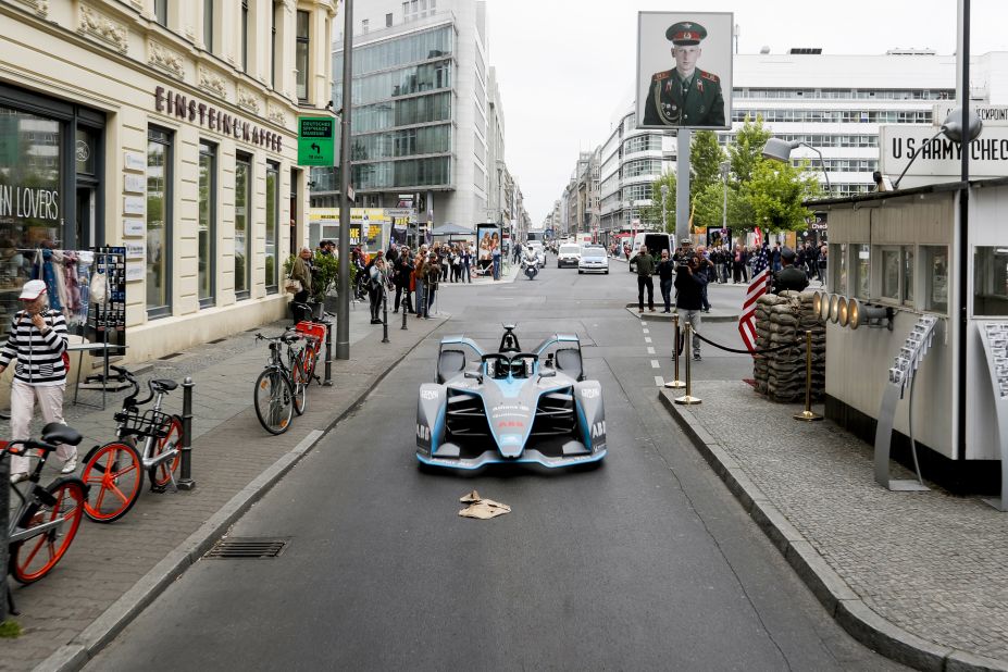Rosberg took the car around the streets of Berlin -- from the Brandenburg Gate to Checkpoint Charlie -- and even put it through its paces at Tempelhof Airport circuit.