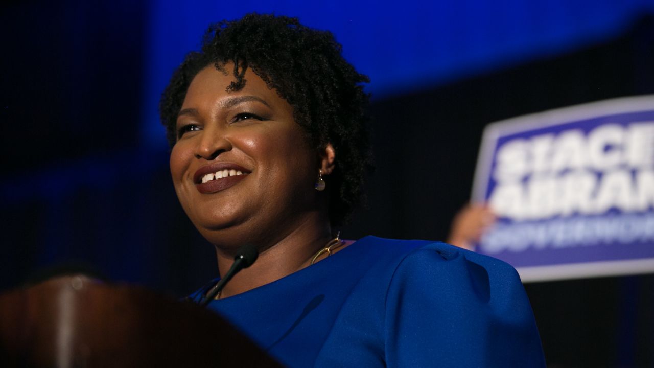 Georgia Democratic Gubernatorial candidate Stacey Abrams takes the stage to declare victory in the Democratic primary during an election night event on May 22, 2018 in Atlanta, Georgia.