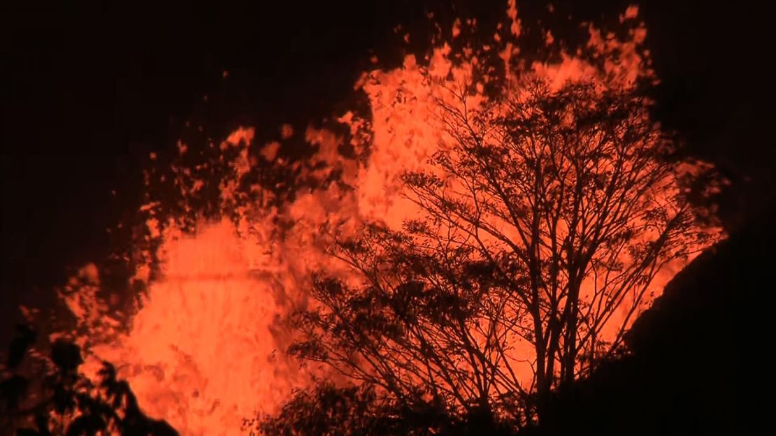 The lava erupts almost continuously, day and night.