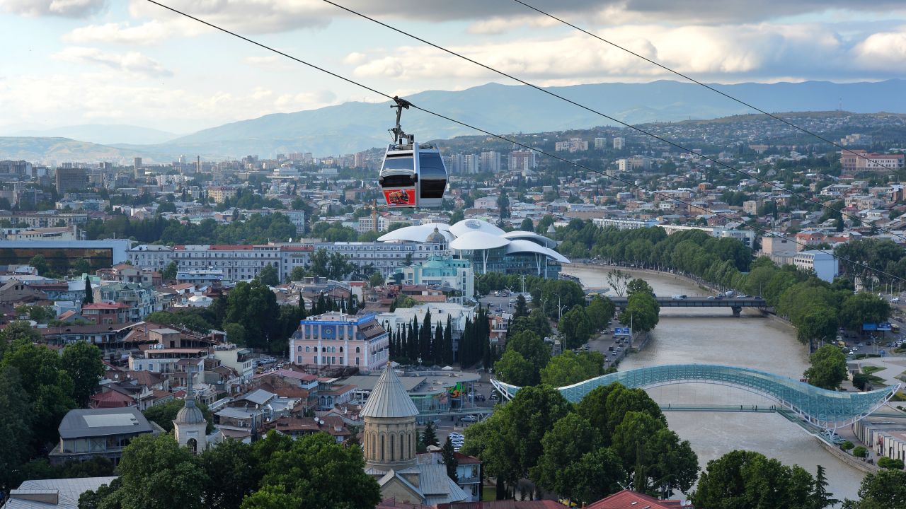 <strong>Tbilisi, Georgia:</strong> Dangle in the sky above Tbilisi in a cable car for a bird's eye view of the 5th-century city. 