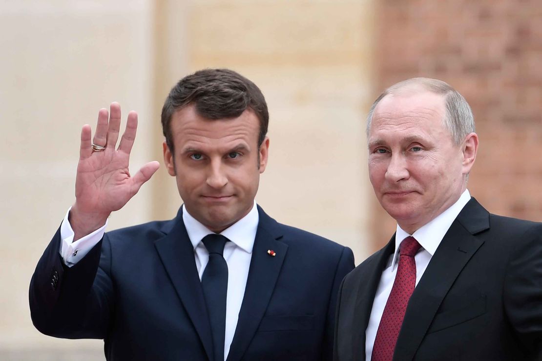 Emmanuel Macron meets Russian President Vladimir Putin in 2017, after becoming president.