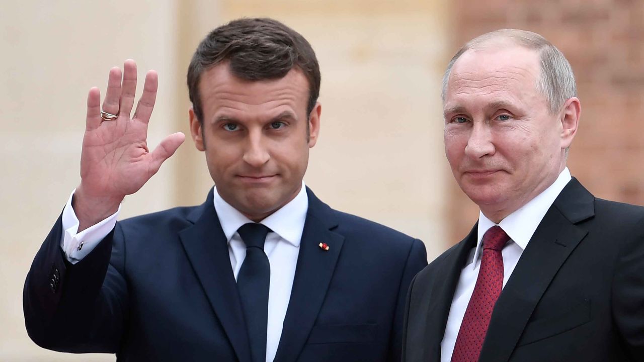 Emmanuel Macron meets Russian President Vladimir Putin in 2017, after becoming president.