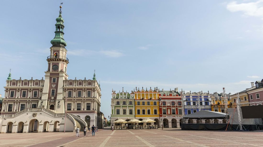 <strong>Zamosc, Poland: </strong>The Renaissance town of Zamosc, with its Great Market Square and impressive 17th-century Town Hall (pictured left), is one of southeast Poland's premier attractions. <br />