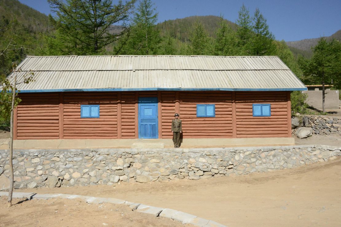 The site at Punggye-ri looked bizarrely like an old fashioned holiday camp, with wooden log cabins.