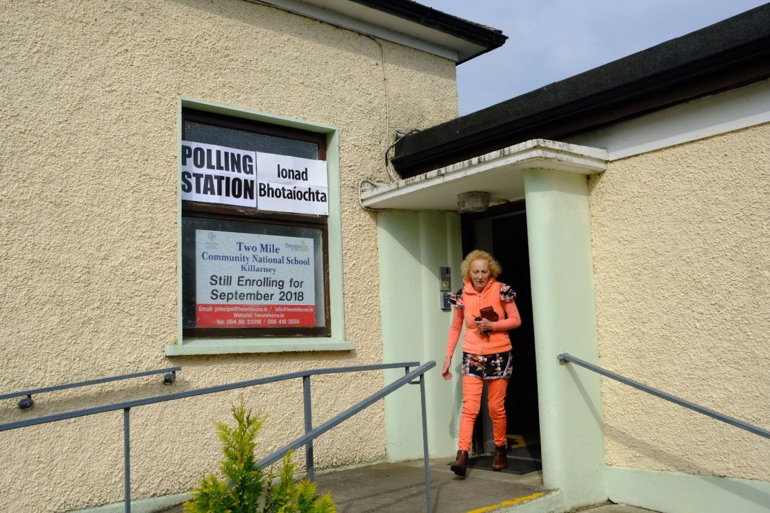 A voter outside a polling station in Ireland's County Kerry.