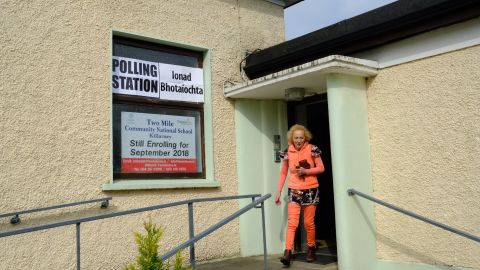 A voter outside a polling station in Ireland's County Kerry.
