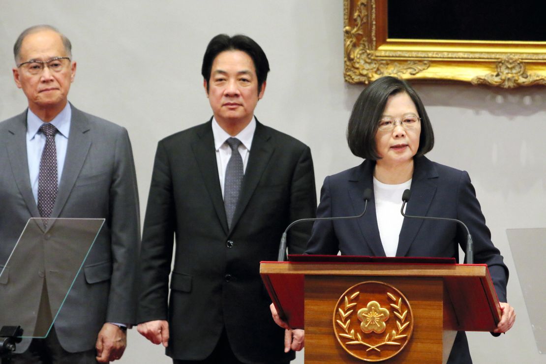 Taiwanese President Tsai Ing-wen speaks during a press conference announcing Burkina Faso cut the diplomatic relations with Taiwan on May 24.