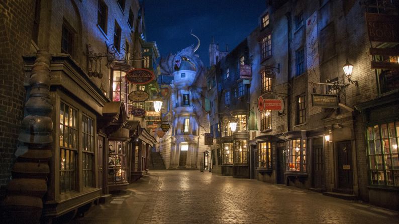 <strong>The Wizarding World of Harry Potter. </strong>Located at Universal Studios Florida, Diagon Alley features restaurants, shops and the "Harry Potter and the Escape from Gringotts" ride. 