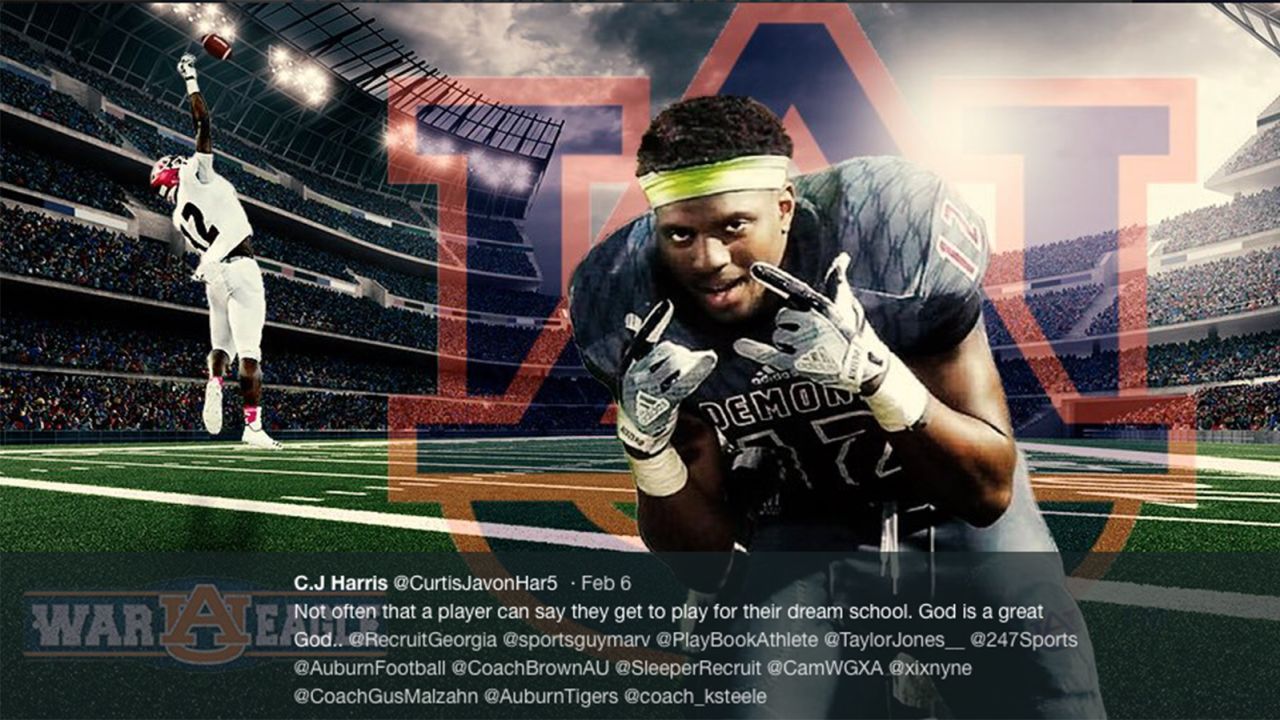 C.J. Harris was thrilled to commit to play football for Auburn.
