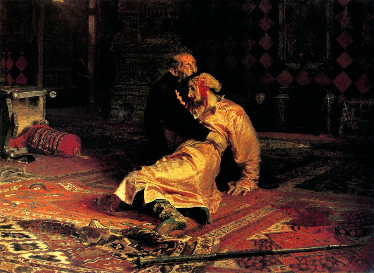 UNSPECIFIED - CIRCA 1754: In 1581, Ivan beat his son, Ivan in a heated argument causing his son's death. Depicted in the painting by Ilya Repin, 'Ivan the Terrible killing his son' by Ilya Repin. Ivan IV 'the Terrible' (1530 - 1584) Tsar of Russia 1533 - 1584. (Photo by Universal History Archive/Getty Images)