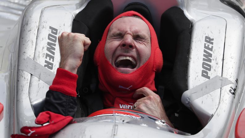 Will Power of Australia exults after winning the Indianapolis 500 auto race at Indianapolis Motor Speedway on Sunday, May 27. 