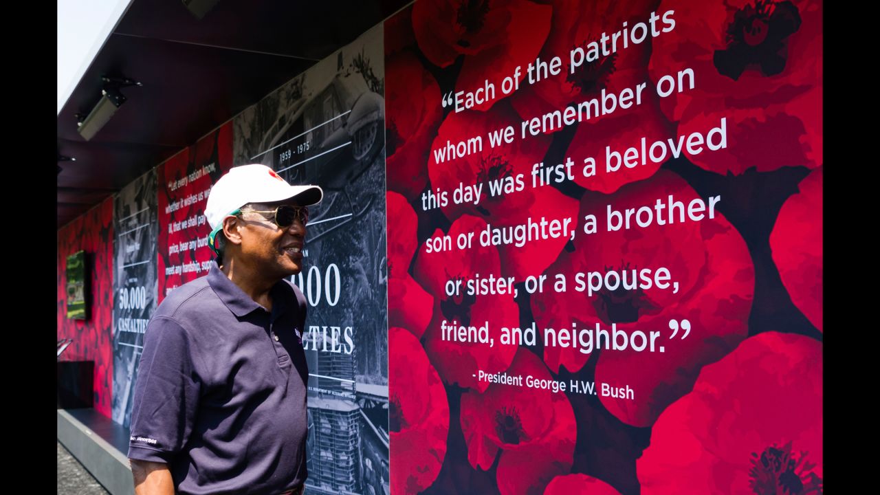 United States Air Force General (Ret.) and USAA Chairman Lester L. Lyles observes exhibit at the "Poppy Memorial," on Saturday, May 26, 2018 in Washington. (Rodney Choice/AP Images for USAA)