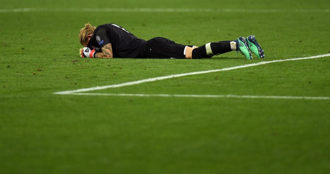 Karius was dejected after the final whistle.
