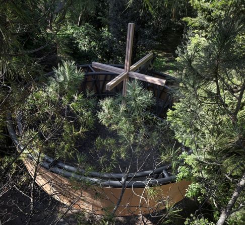 Javier Corvalán's circular chapel is supported by a sturdy tripod, and gently turns with the wind. 