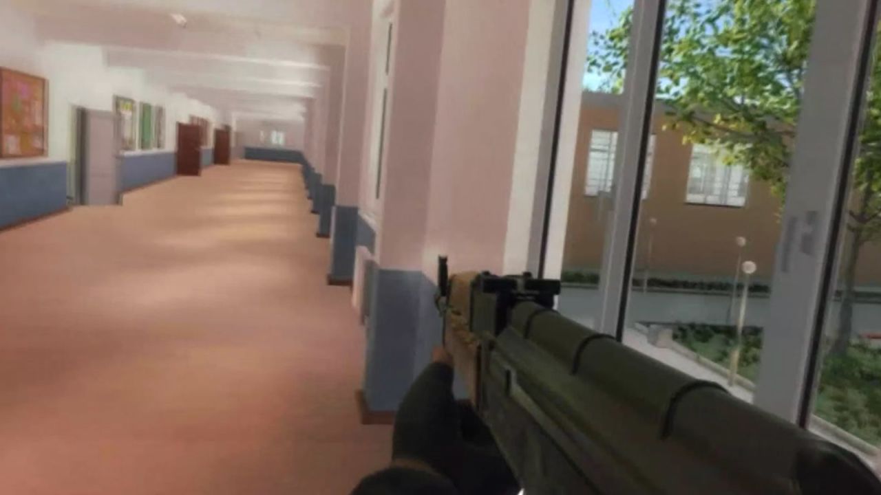 A screenshot from a promotional trailer for the "Active Shooter" game.