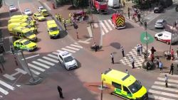 In this grab made from a video obtained on the Twitter account of Victor Jay (@victorj_fr), police and emergency vehicles block a crossroad on May 29, 2018 in the eastern Belgian city of Liege, after a gunman shot dead three people, two of them policemen, before being killed by elite officers. / AFP PHOTO / TWITTER / Victor JAY / RESTRICTED TO EDITORIAL USE  MANDATORY CREDIT «  AFP PHOTO / TWITTER / VICTOR JAY » - NO MARKETING NO ADVERTISING CAMPAIGNS  DISTRIBUTED AS A SERVICE TO CLIENTSVICTOR JAY/AFP/Getty Images