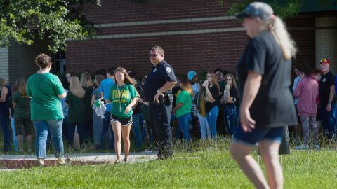 There was a strong law enforcement prescence at Santa Fe High on Tuesday.