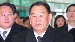 General Kim Yong Chol (C), who is in charge of inter-Korean affairs for North Korea's ruling Workers' Party, arrives to leave for North Korea from the inter-Korea transit office in Paju near the Demilitarized zone dividing the two Koreas on February 27, 2018.
The powerful North Korean general on February 27 wrapped up his visit to the South as part of an Olympics charm offensive by Pyongyang that has drawn angry protests calling for his arrest. / AFP PHOTO / KOREA POOL / KOREA POOL / South Korea OUT        (Photo credit should read KOREA POOL/AFP/Getty Images)