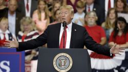 President Donald Trump speaks at a rally Tuesday, May 29, 2018, in Nashville, Tennessee.