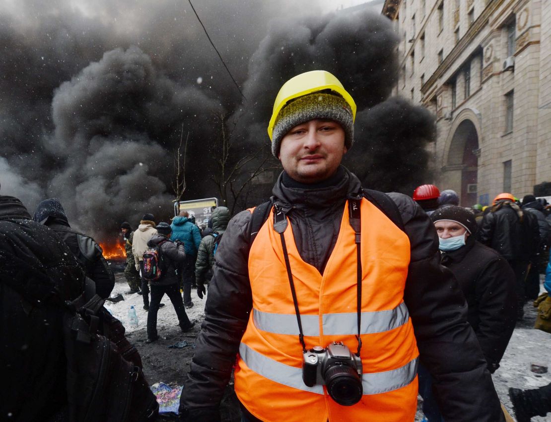 Arkady Babchenko covering unrest in Kiev, Ukraine, on January 22, 2014.