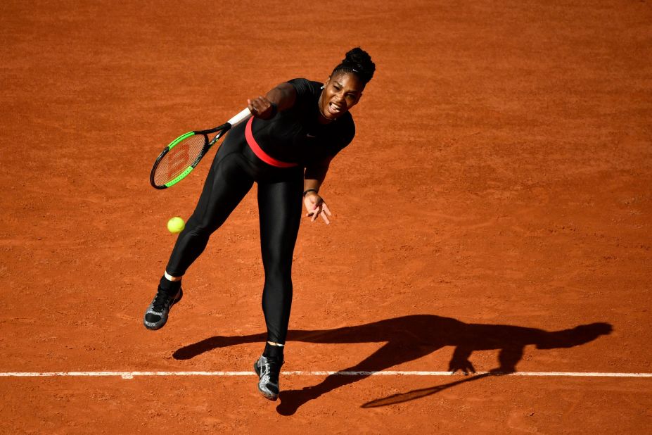 Williams turned heads in this black catsuit as she made her first grand slam appearance for 16 months following the birth of her daughter in September. The 23-time grand slam champion said it made her feel like a "warrior princess" but added it helped with her circulation. 