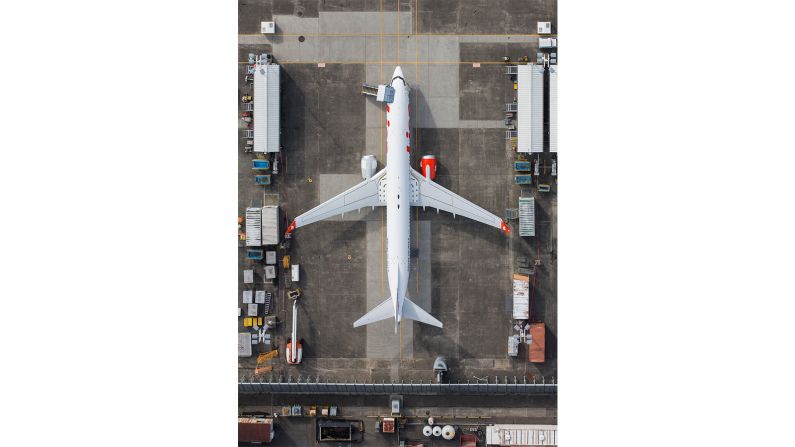 <strong>Unique angle:</strong> Kelley tells CNN Travel his series provides a new perspective on a familiar sight. <em>Pictured here: 737 at Boeing Field, Seattle</em>