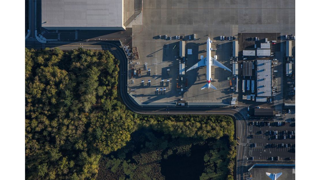 Kelley photographed planes being created at the Boeing Field in Seattle. Pictured here: 777-300 at Paine Field, Seattle