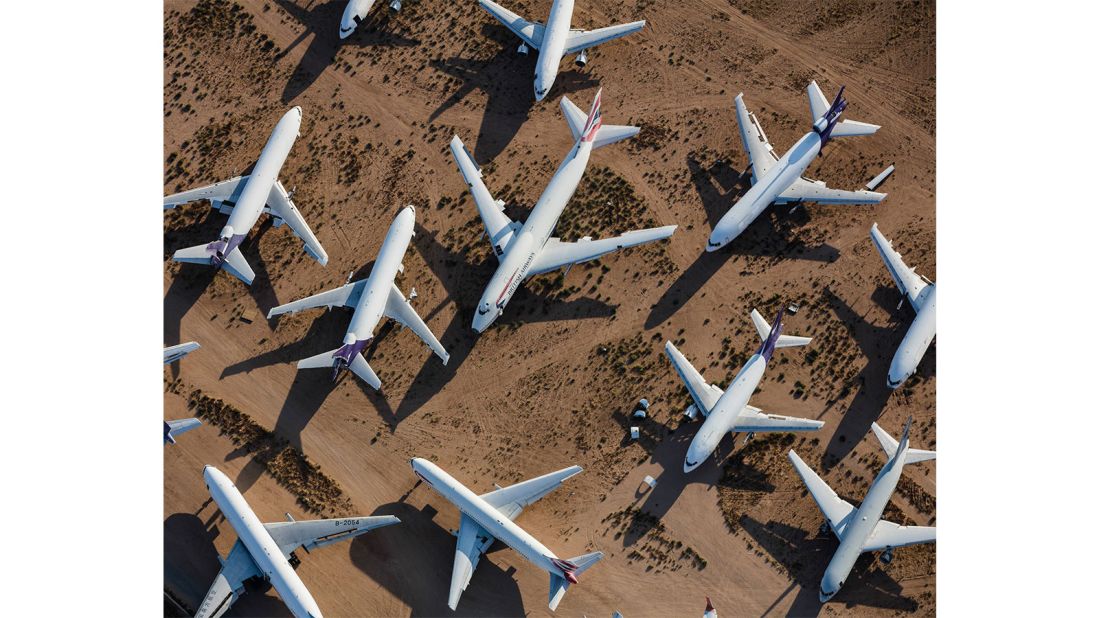 <strong>Circle of life:</strong> After taking these striking photographs of LAX, the photographer considered capturing images of airplanes in other scenarios. <em>Pictured here: Boneyard at Southern California Logistics Airport (VCV)</em>