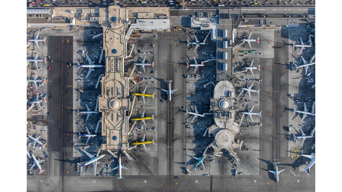<strong>Aviation photos:</strong> The project started when Kelley, known for his aviation photographs, got the opportunity to photograph over LAX airport. <em>Pictured here: Terminals 4, 5, 6 and 7 at LAX airport.</em>