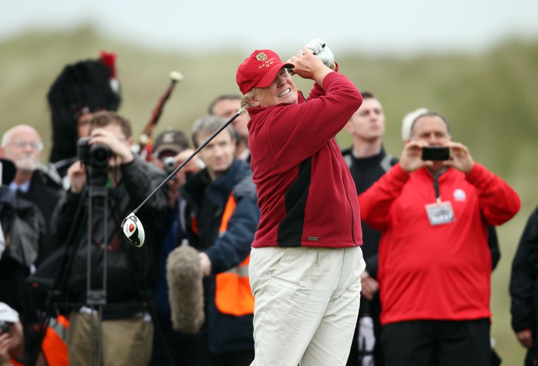 Donald Trump opens his golf course in Aberdeenshire in July 2012.