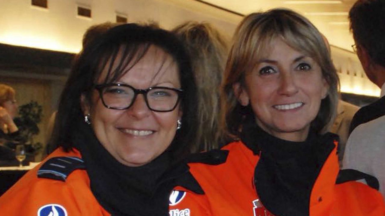 A handout provided by the Liege Police Department on Wednesday shows slain Liege police officers Soraya Belkacemi, left, and Lucille Garcia, right, in their uniforms.