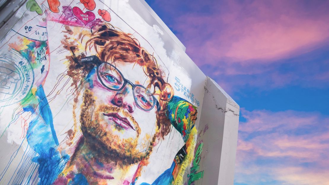 Ed Sheeran is a popular street art subject in Dunedin.