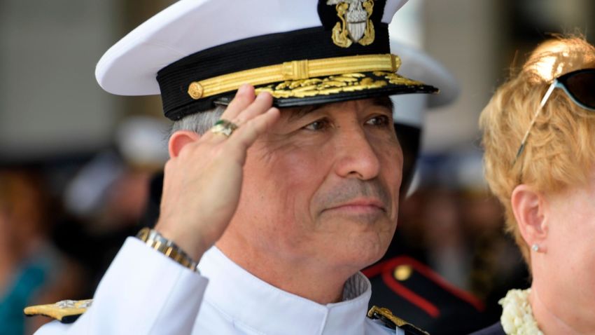 180530-F-ID393-0082 JOINT BASE PEARL HARBOR-HICKAM (May 30, 2018) Adm. Phil Davidson relives retiring Adm. Harry Harris as commander of U.S. Pacific Command during a Change of Command ceremony at Joint Base Pearl Harbor-Hickam, Hawaii. USPACOM is committed to enhancing stability in the Indo-Pacific region by promoting security cooperation, encouraging peaceful development, responding to contingencies, deterring aggression, and, when necessary, fighting to win. (U.S. Air Force Photo by Airman 1st Class