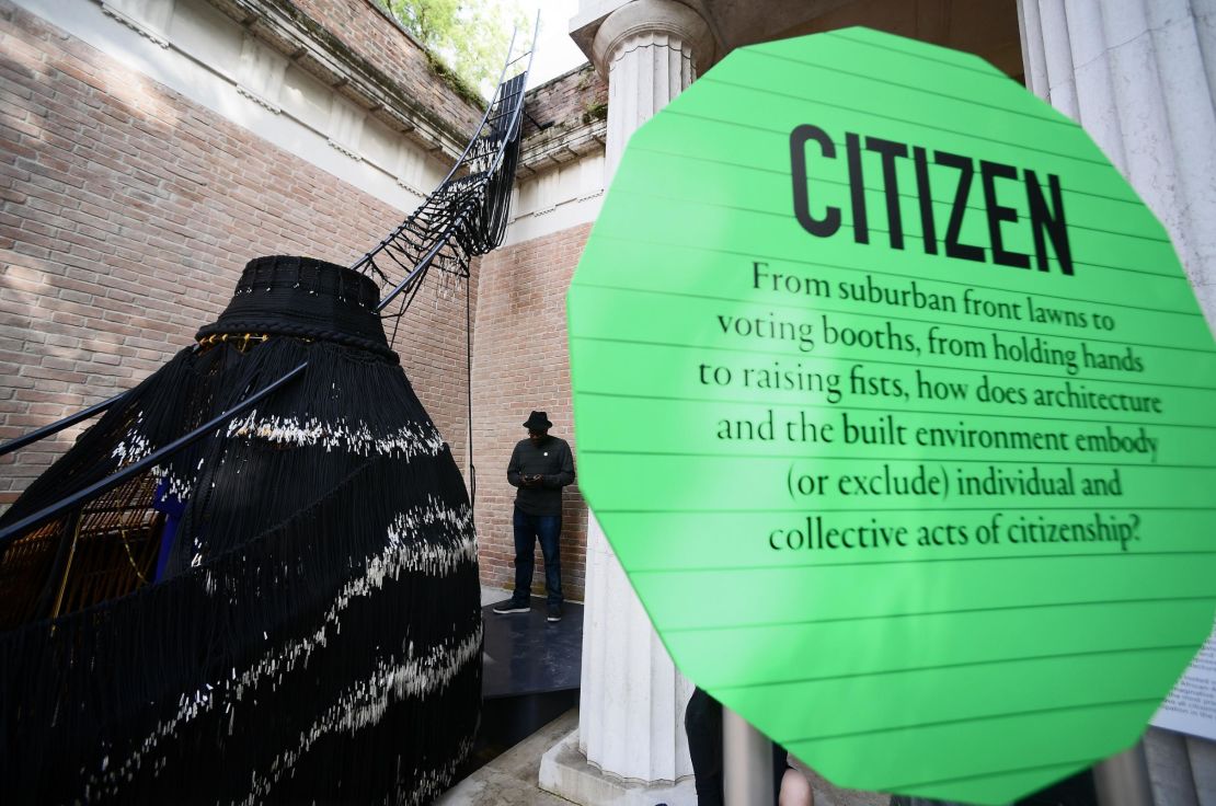 Practices at the American exhibition at the Venice Biennale, titled "Dimensions of Citizenship," explore citizenship on different spatial scales.