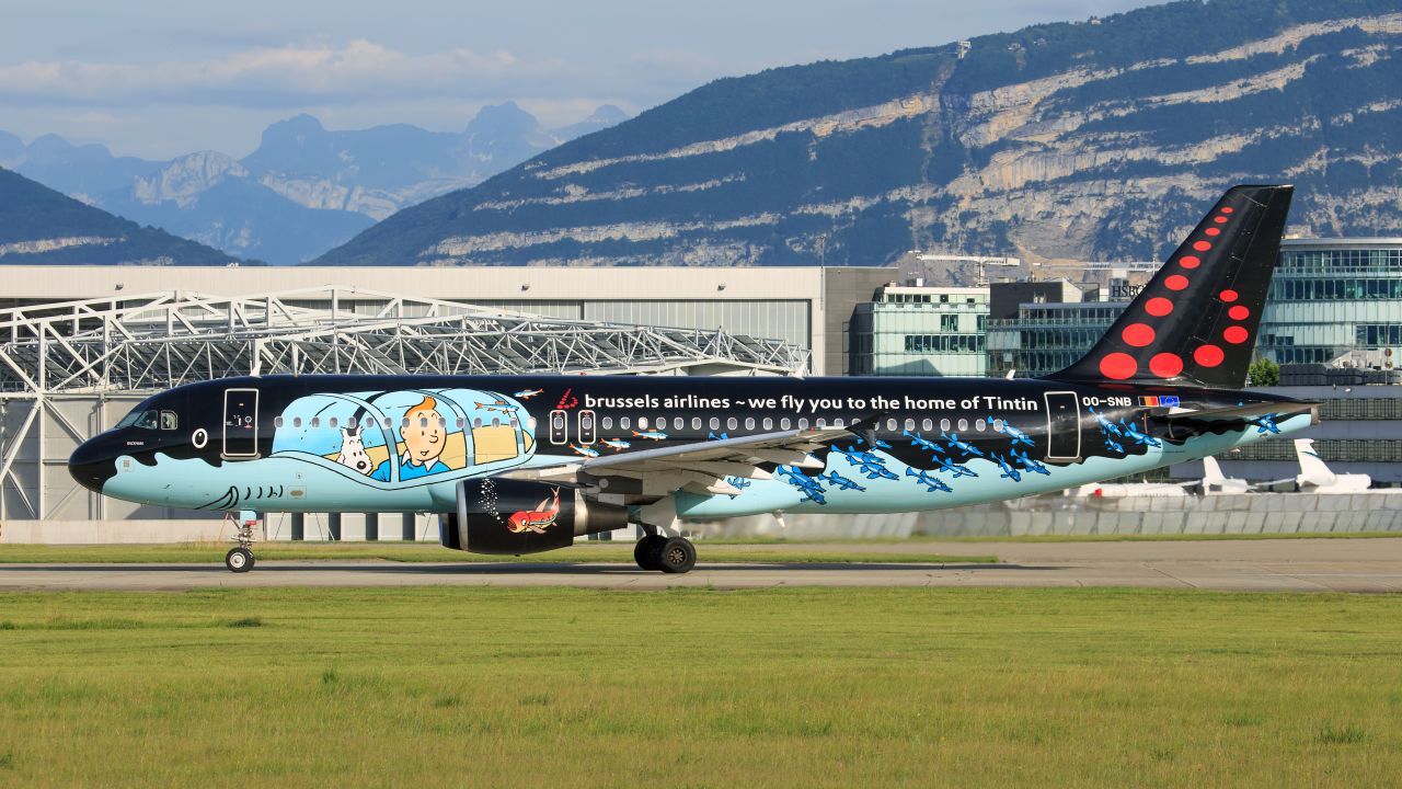 <strong>Brussels Airlines -- Tintin:</strong> Brussels Airlines's A320 takes the form of a 37-meter shark submarine from the Tintin adventure "Red Rackham's Treasure." Passengers can even read Tintin books inflight in English, French and Dutch.