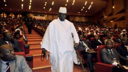 Gambia's President Yahya Jammeh arrives at a ECOWAS summit in Yamoussoukro, Ivory Coast on February 27, 2013. 