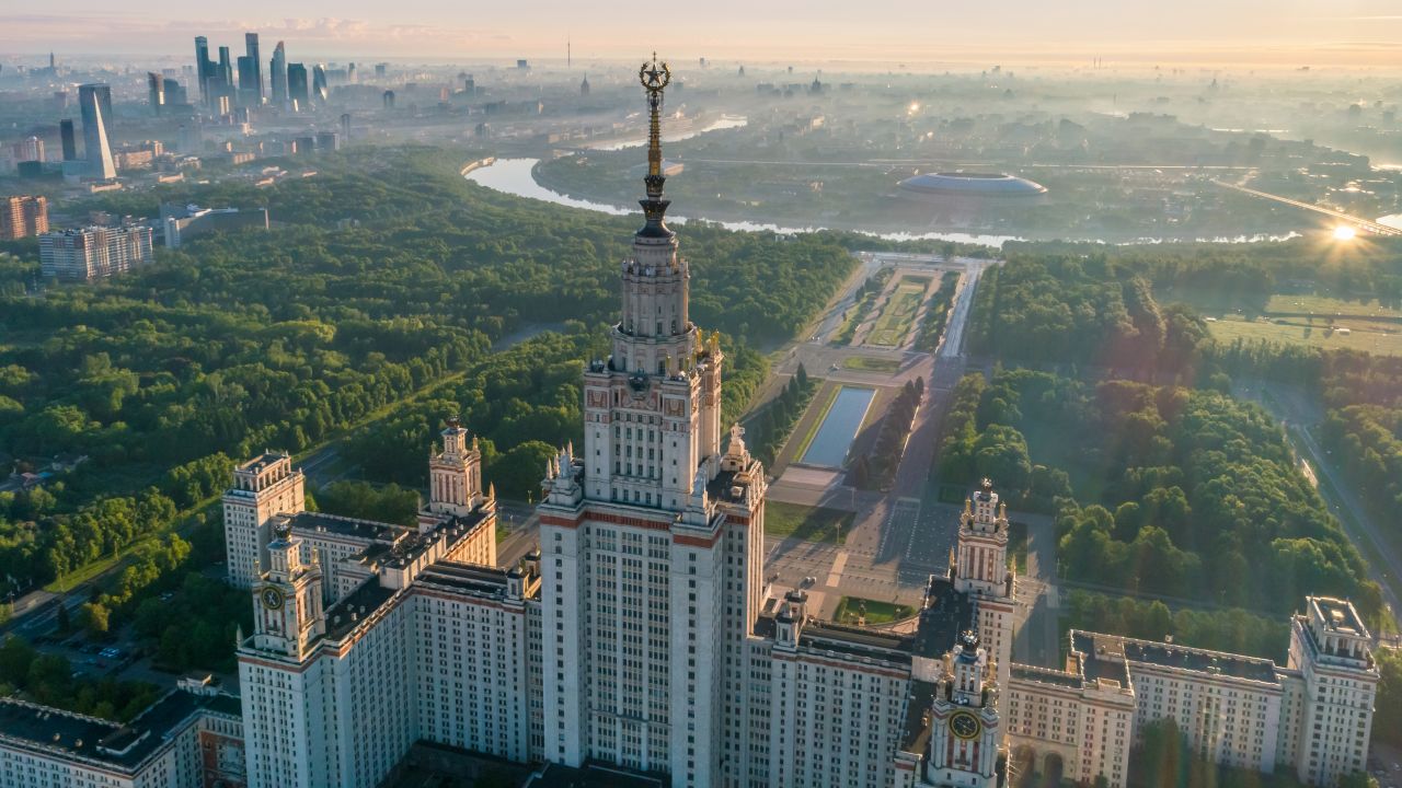 <strong>Moscow State University main building:</strong> Sunrise comes to one of the most distinctive (and biggest!) buildings in Moscow. It's definitely worth a look, and it's viewing rooms offer a sweeping look at Moscow.