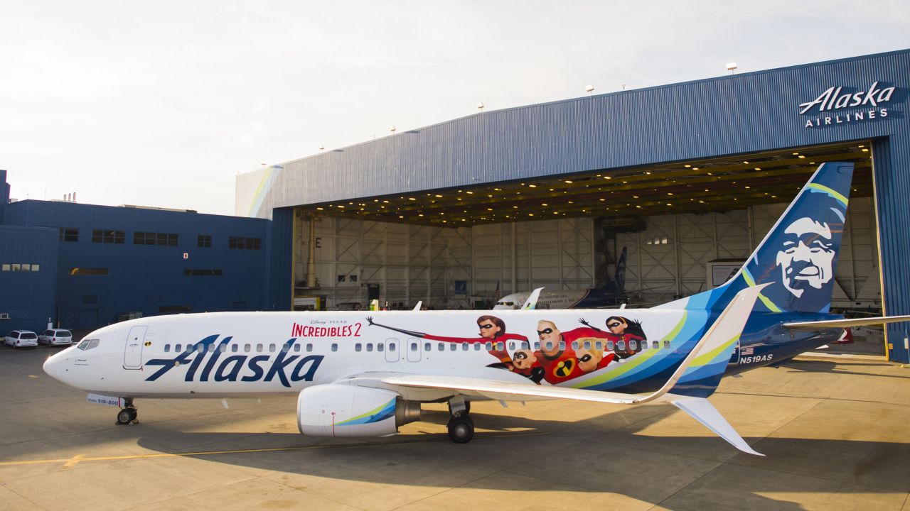 Yep, that's Elastigirl on an "Incredibles 2"-themed plane.