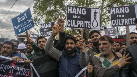 People in Srinagar demand justice for an 8-year-old girl who was raped and murdered.