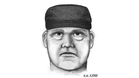 This sketch depicts the suspect wanted in the deaths of Pitt and two paralegals.