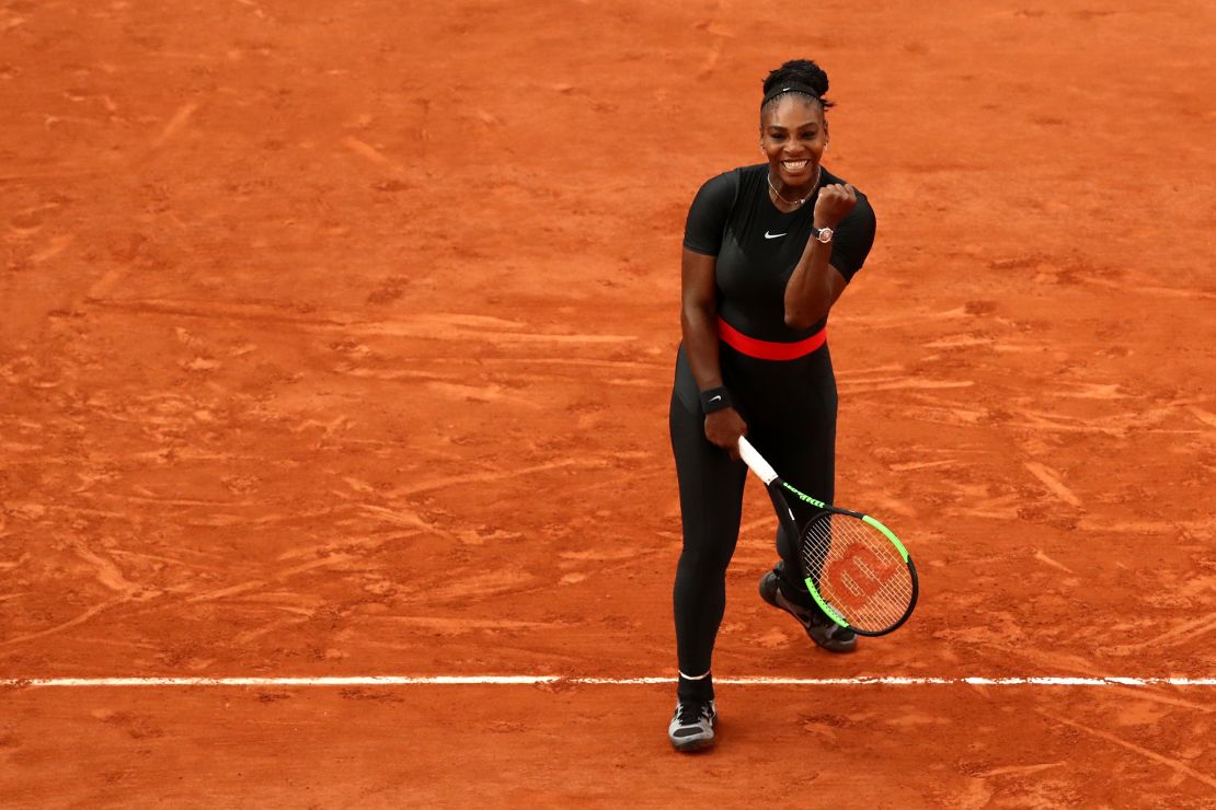 Serena Williams was all smiles after her French Open win Saturday.