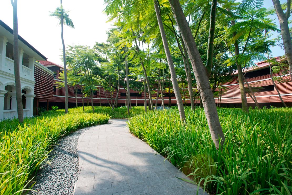 A path leads to some of the rooms inside the Capella.