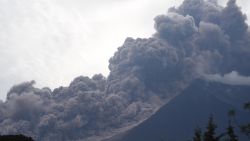 Smoke fills the air as the Fuego volcano erupts in Guatemala on June 3, 2018.