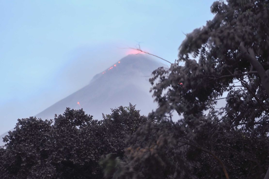 A Monday photo shows ongoing volcanic activity at Fuego. 