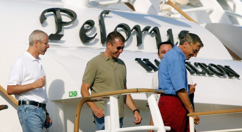 Billionaires and industry magnates are known to splash their cash on huge, lavish superyachts -- as status symbols, to entertain fellow moguls and to cruise the world in privacy. Russian Roman Abramovich (center) used his previous superyacht Pelorus as a base during the Euro 2004 soccer tournament in Portugal. Here are 10 of today's world's most expensive superyachts and the identity of their uber-rich owners.